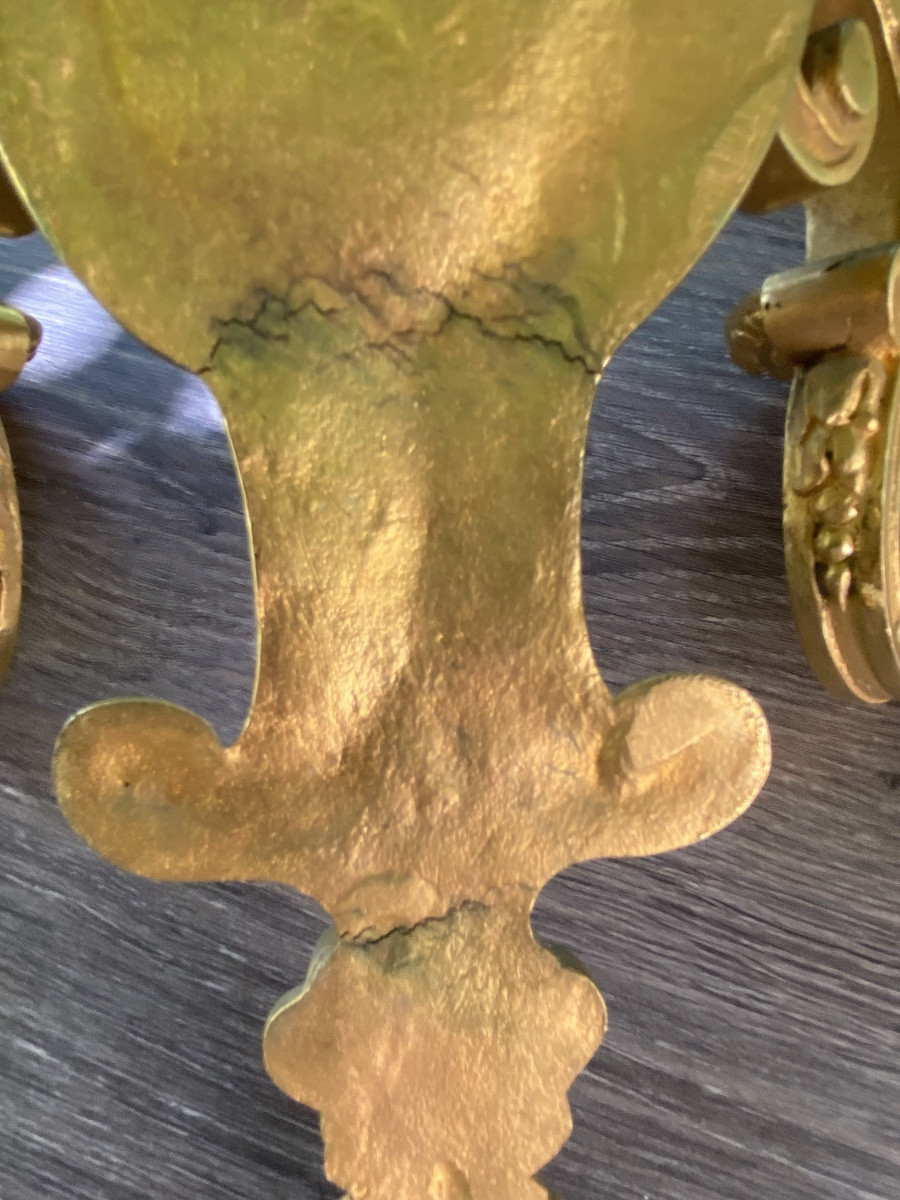 Pair Of 20th Century Regency Style Gilt Bronze Wall Lights -photo-7