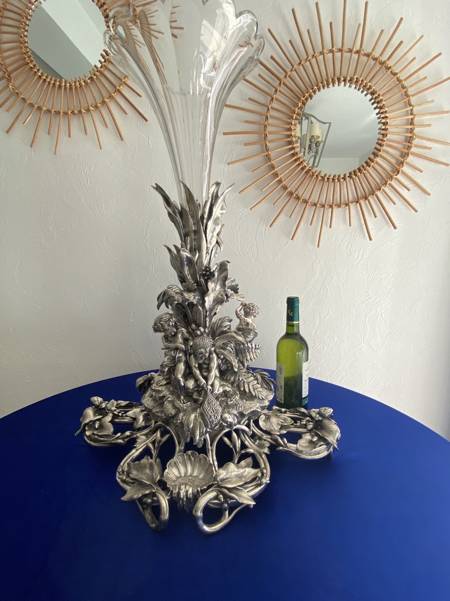 Exceptional Silvered Bronze Centerpiece By Charles Christofle -photo-2