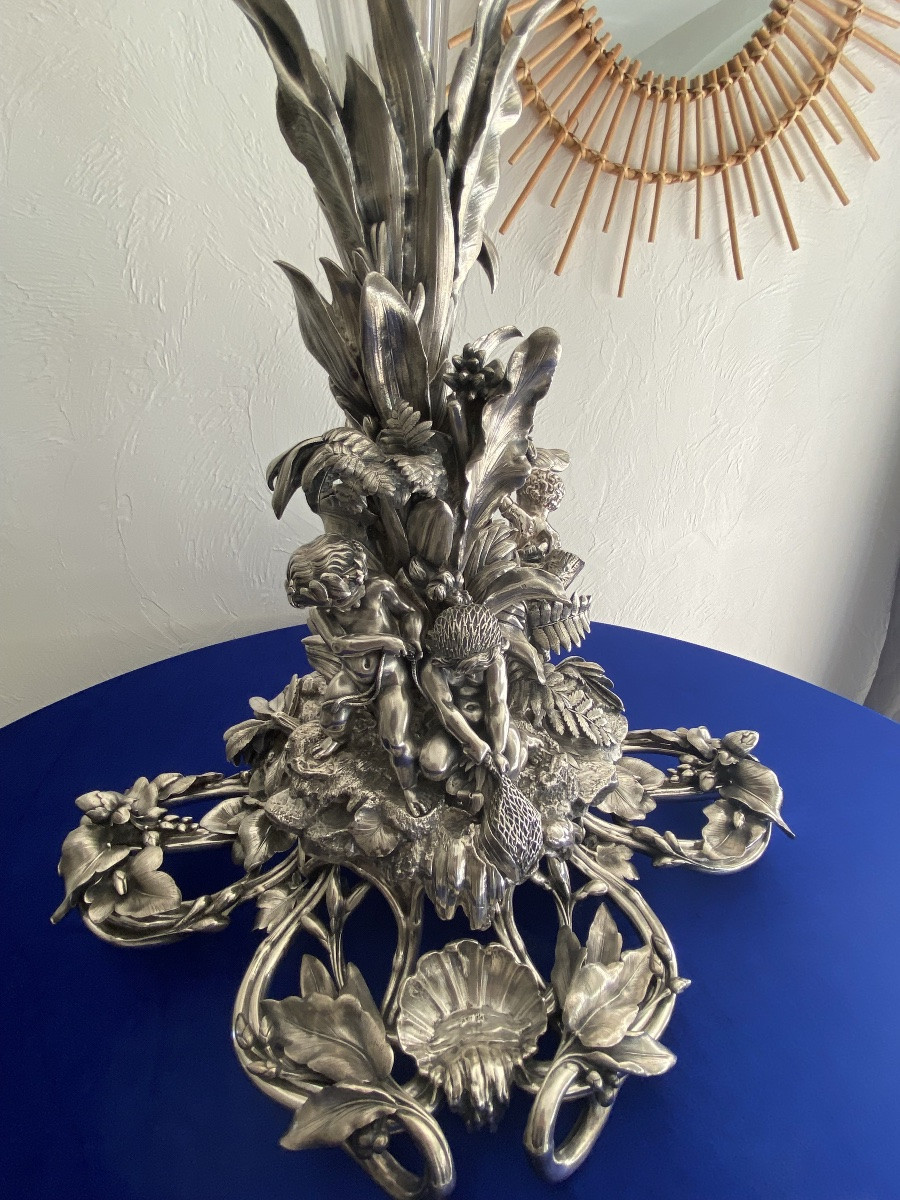 Exceptional Silvered Bronze Centerpiece By Charles Christofle -photo-3