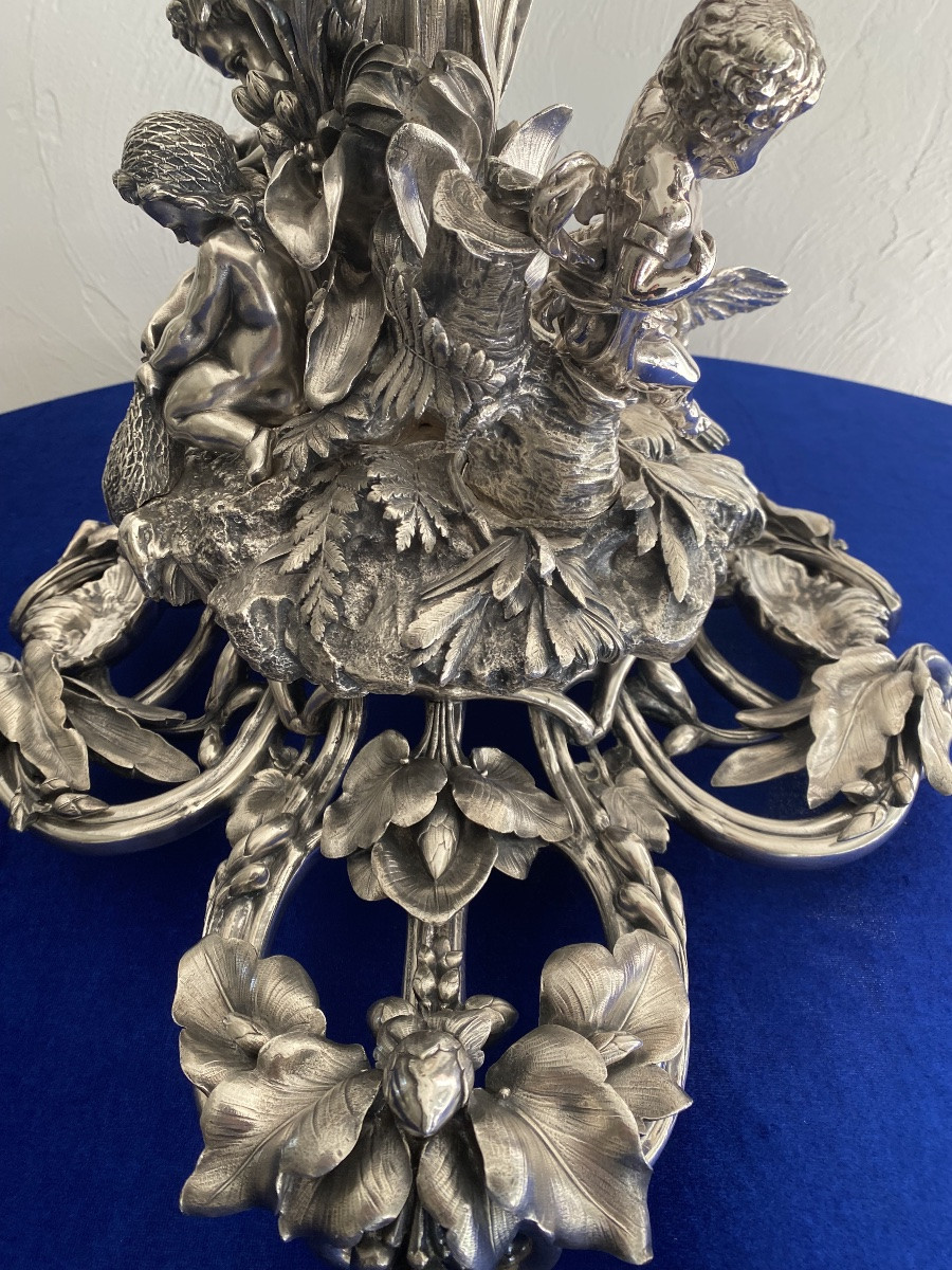 Exceptional Silvered Bronze Centerpiece By Charles Christofle -photo-6