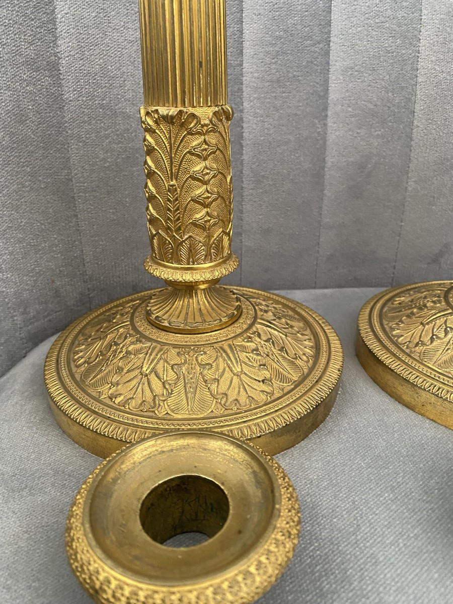 Pair Of Large Empire Ormolu Torches / Claude Galle ? -photo-3