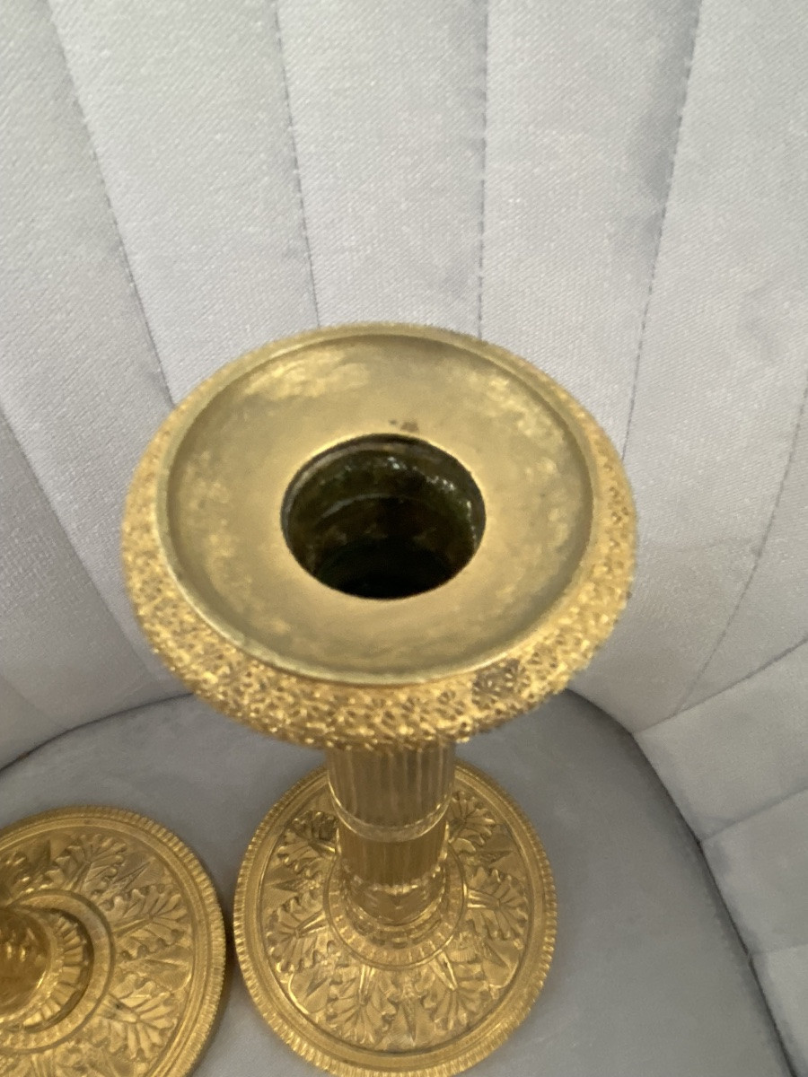 Pair Of Large Empire Ormolu Torches / Claude Galle ? -photo-1
