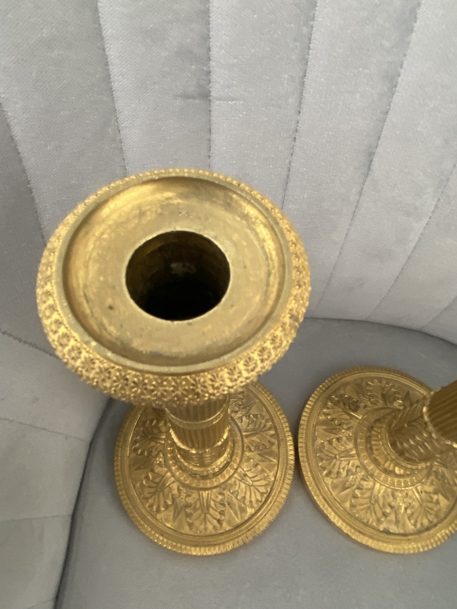 Pair Of Large Empire Ormolu Torches / Claude Galle ? -photo-2