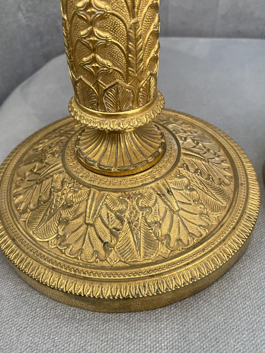 Pair Of Large Empire Ormolu Torches / Claude Galle ? -photo-5