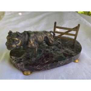 Bronze chien bouledogue signé Alphonse Giroux 