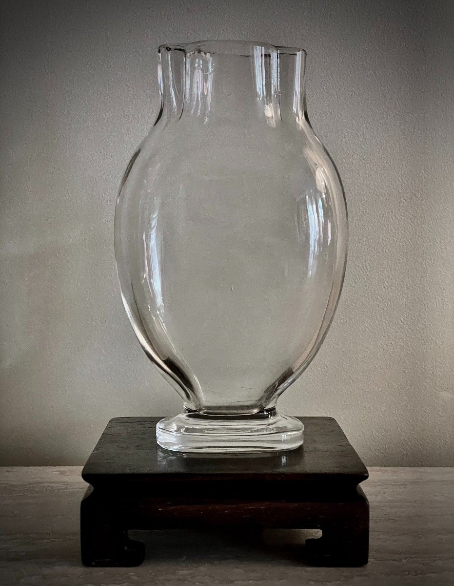 Vase Art Nouveau En Cristal Sur Pied