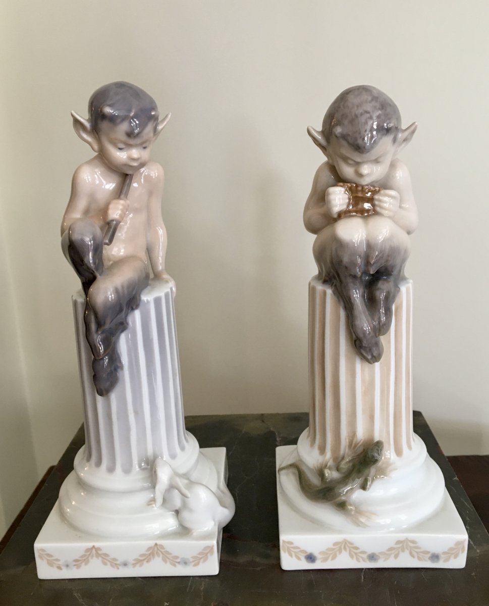 2 Fauns In Royal Copenhagen Porcelain.