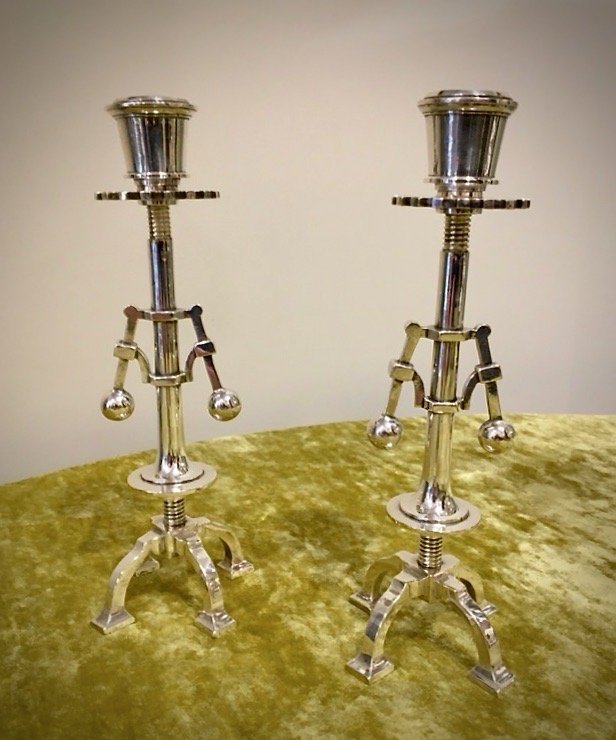 Pair Of Masonic Candlesticks.-photo-4