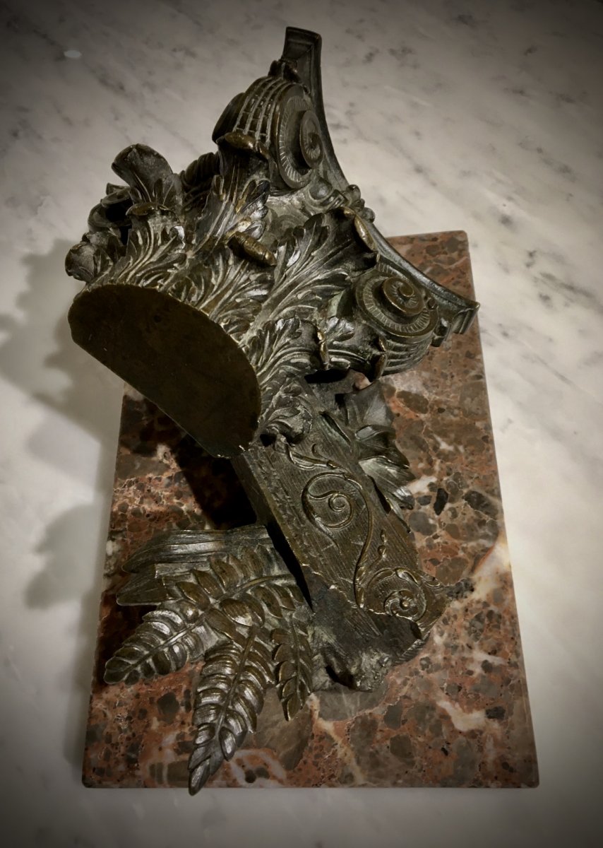Chapiteau Corinthien En Bronze. Objet du Grand Tour.-photo-2