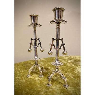 Pair Of Masonic Candlesticks.