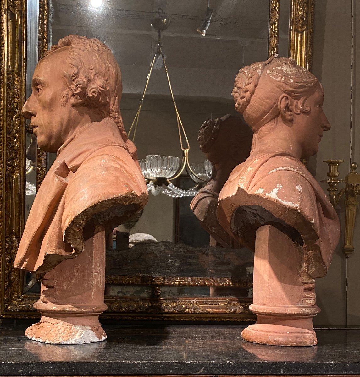 Pair Of Plastered Busts-photo-3