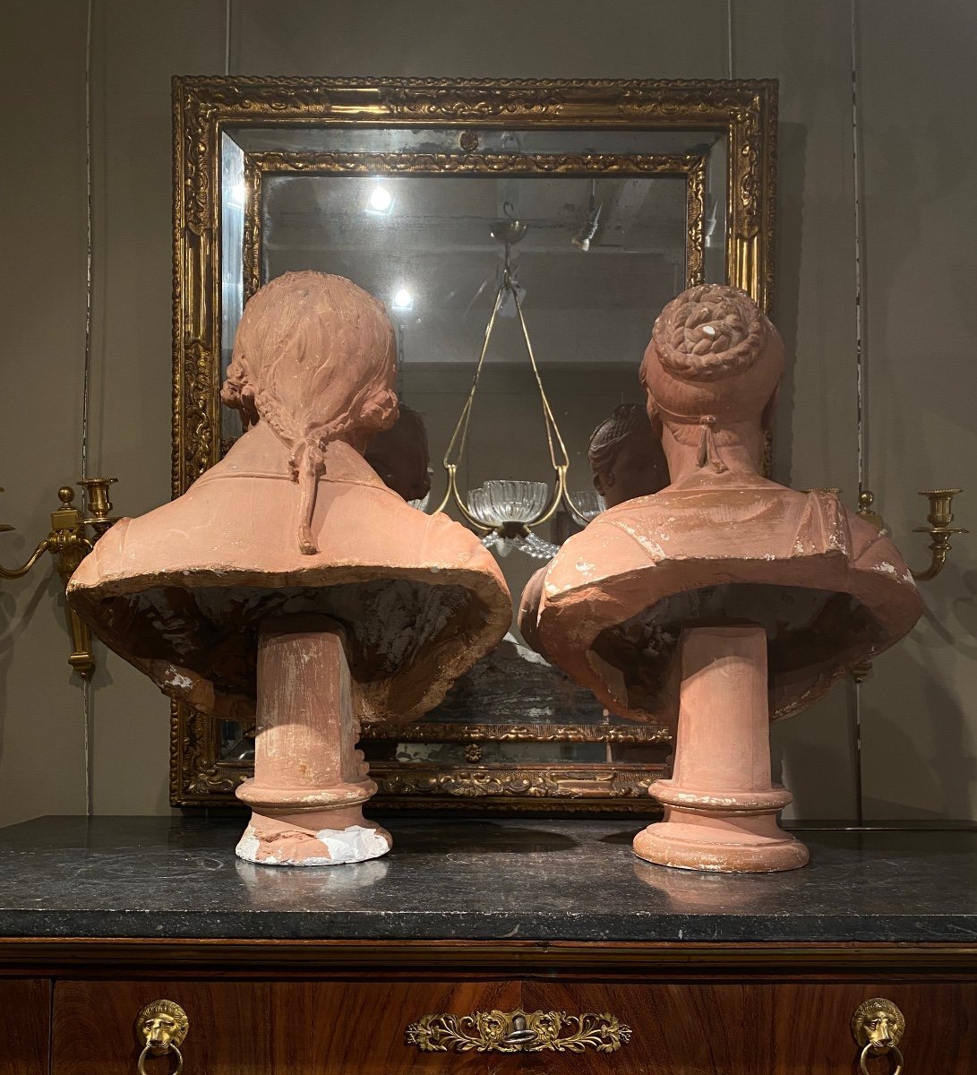 Pair Of Plastered Busts-photo-4