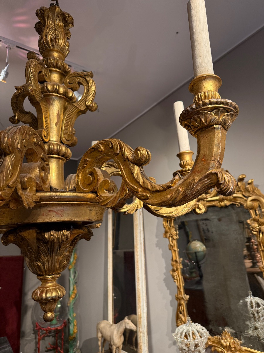 Golden Wood Chandelier -photo-3