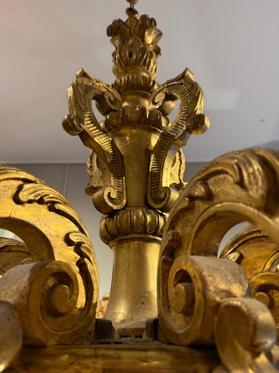 Golden Wood Chandelier -photo-4