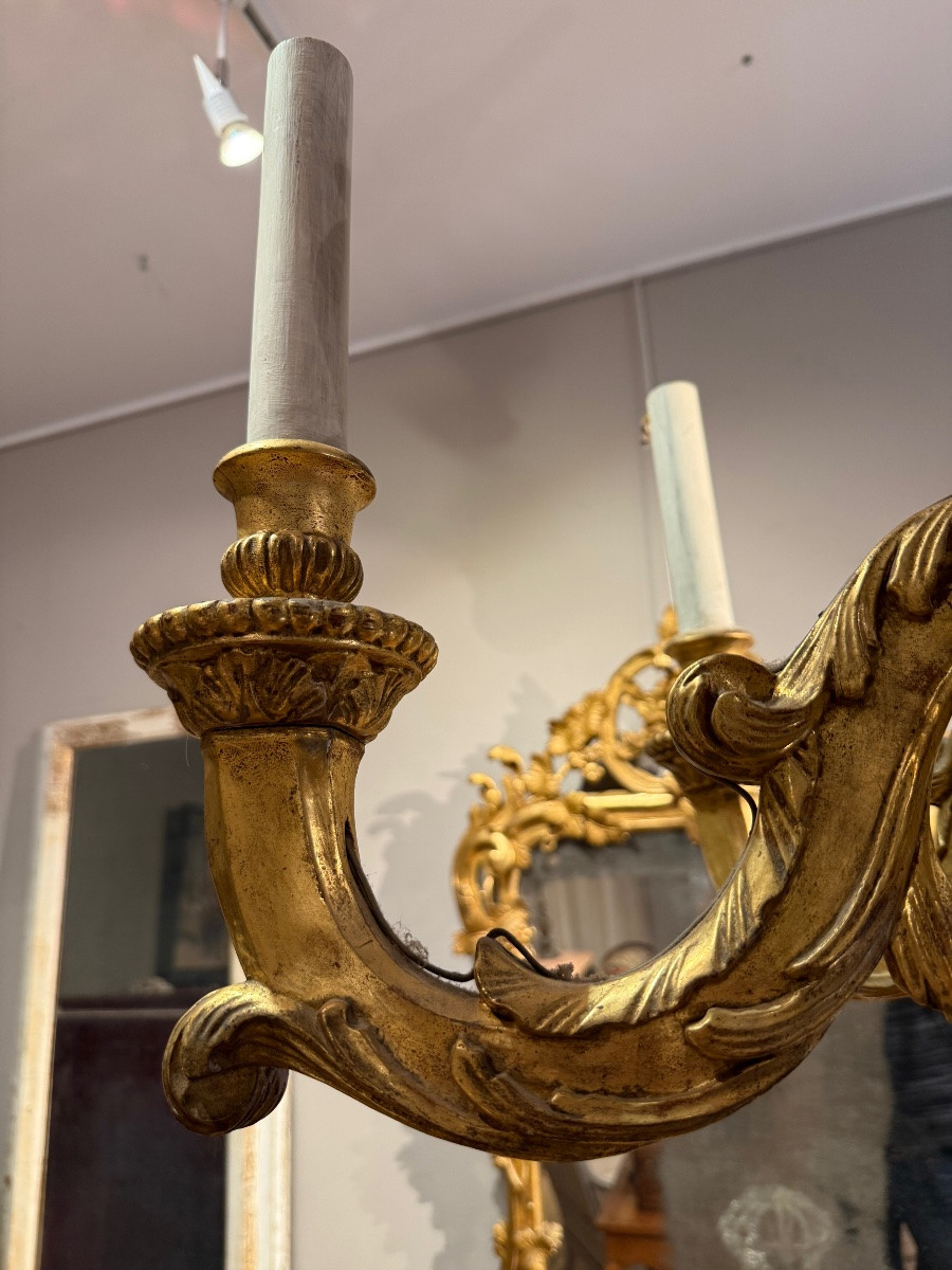 Golden Wood Chandelier -photo-2