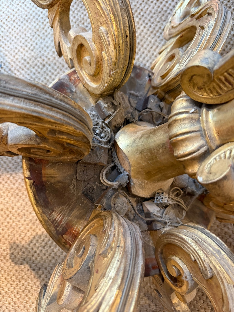 Golden Wood Chandelier -photo-4