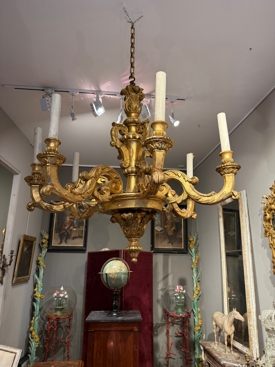 Golden Wood Chandelier 