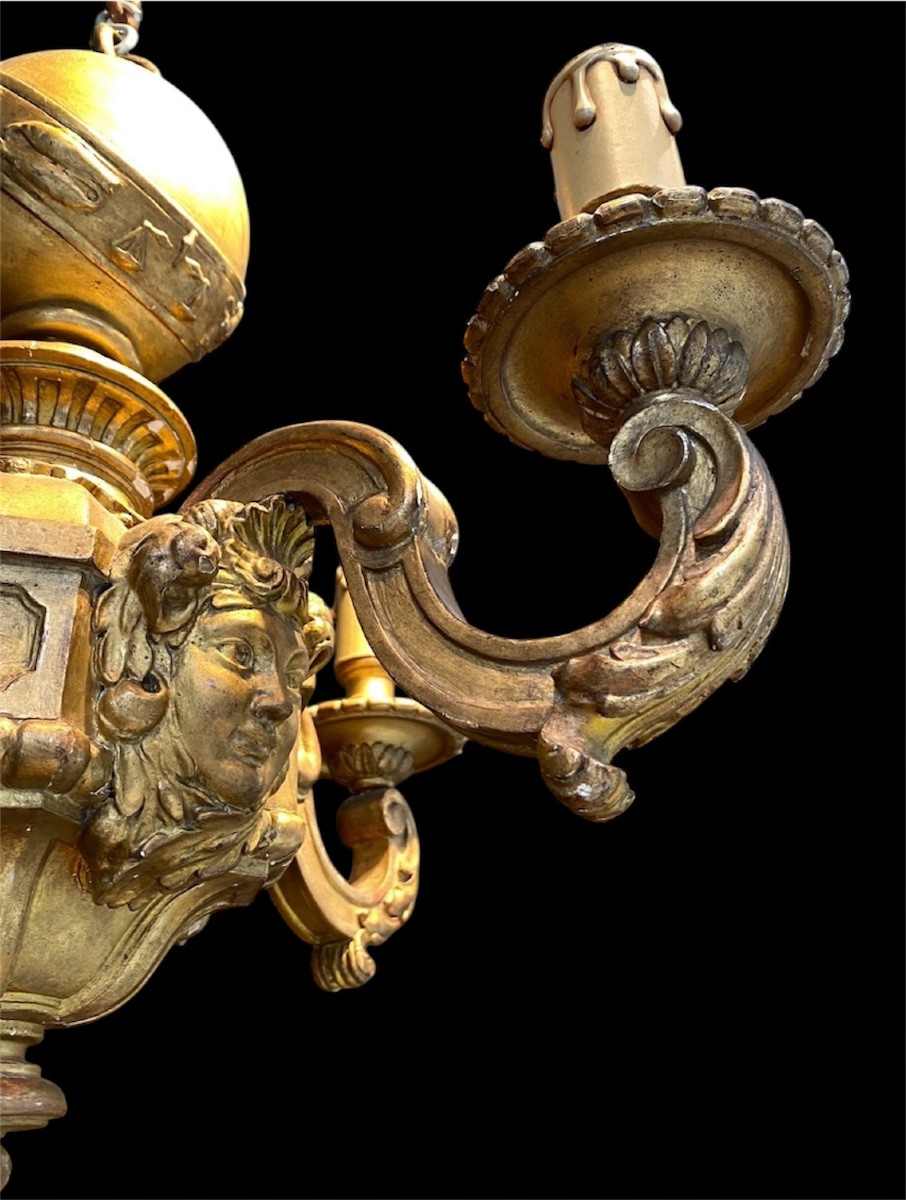 Lustre en bois doré -photo-3