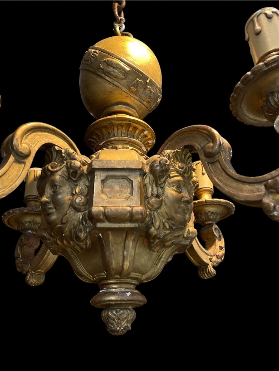 Lustre en bois doré -photo-4