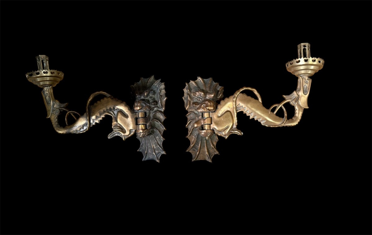 Paire d appliques neo gothique-photo-1