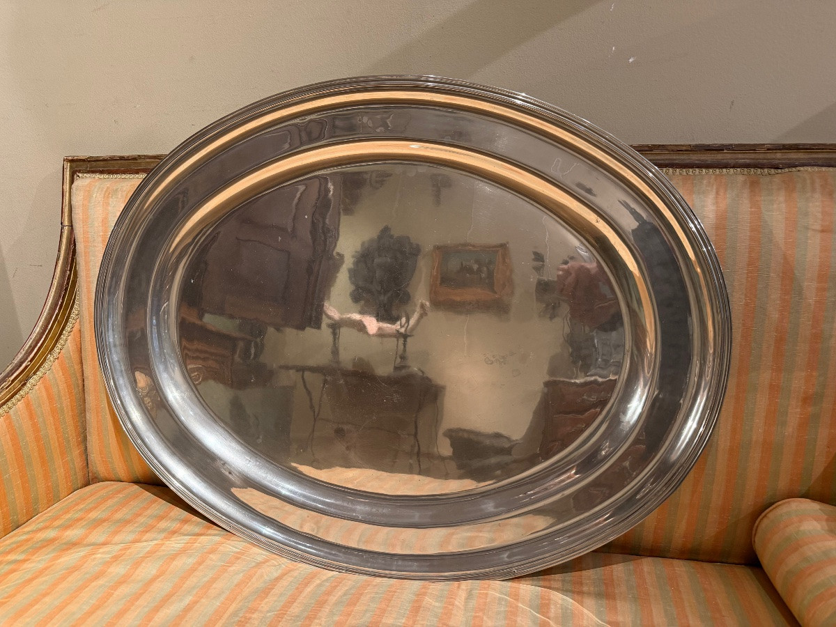 Large Silver-plated Bronze Tray-photo-2