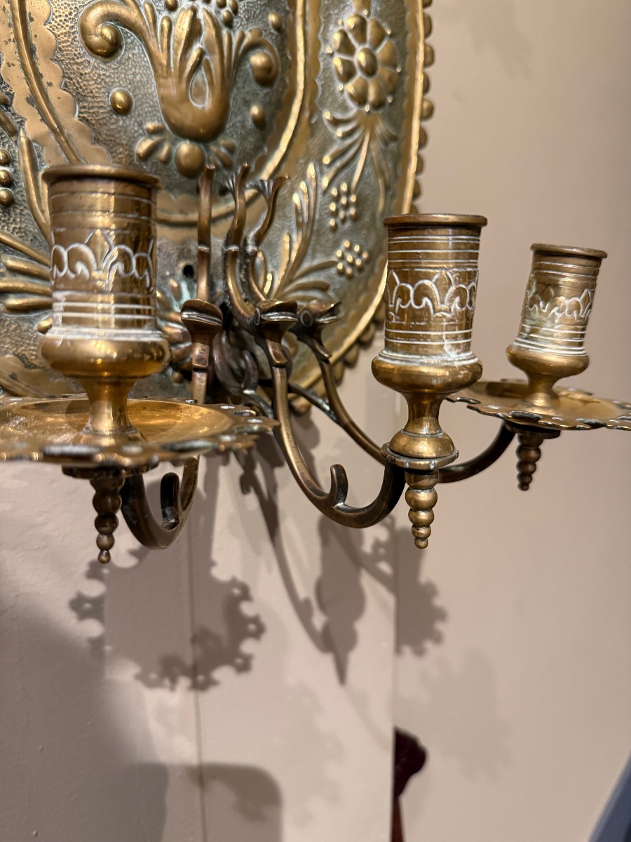 Pair Of Brass Sconces-photo-2
