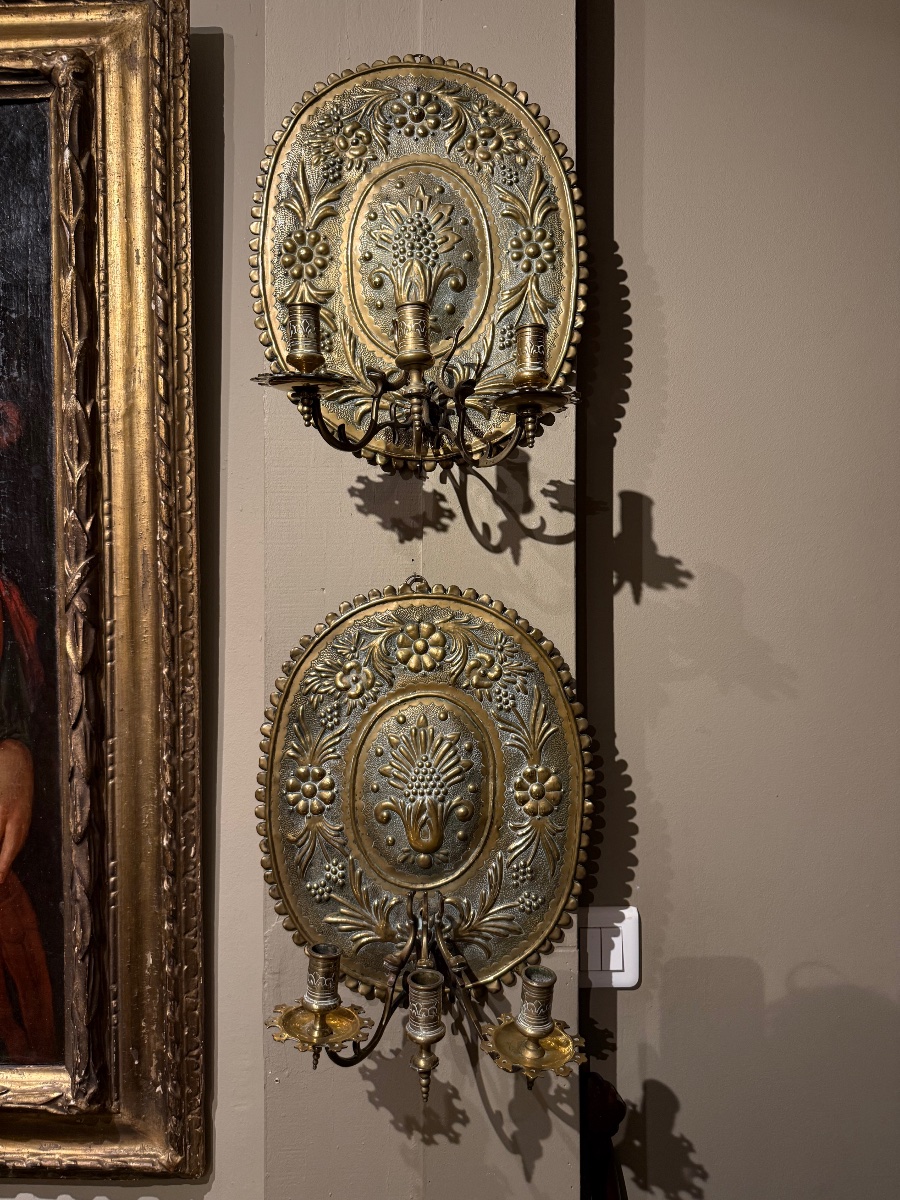 Pair Of Brass Sconces