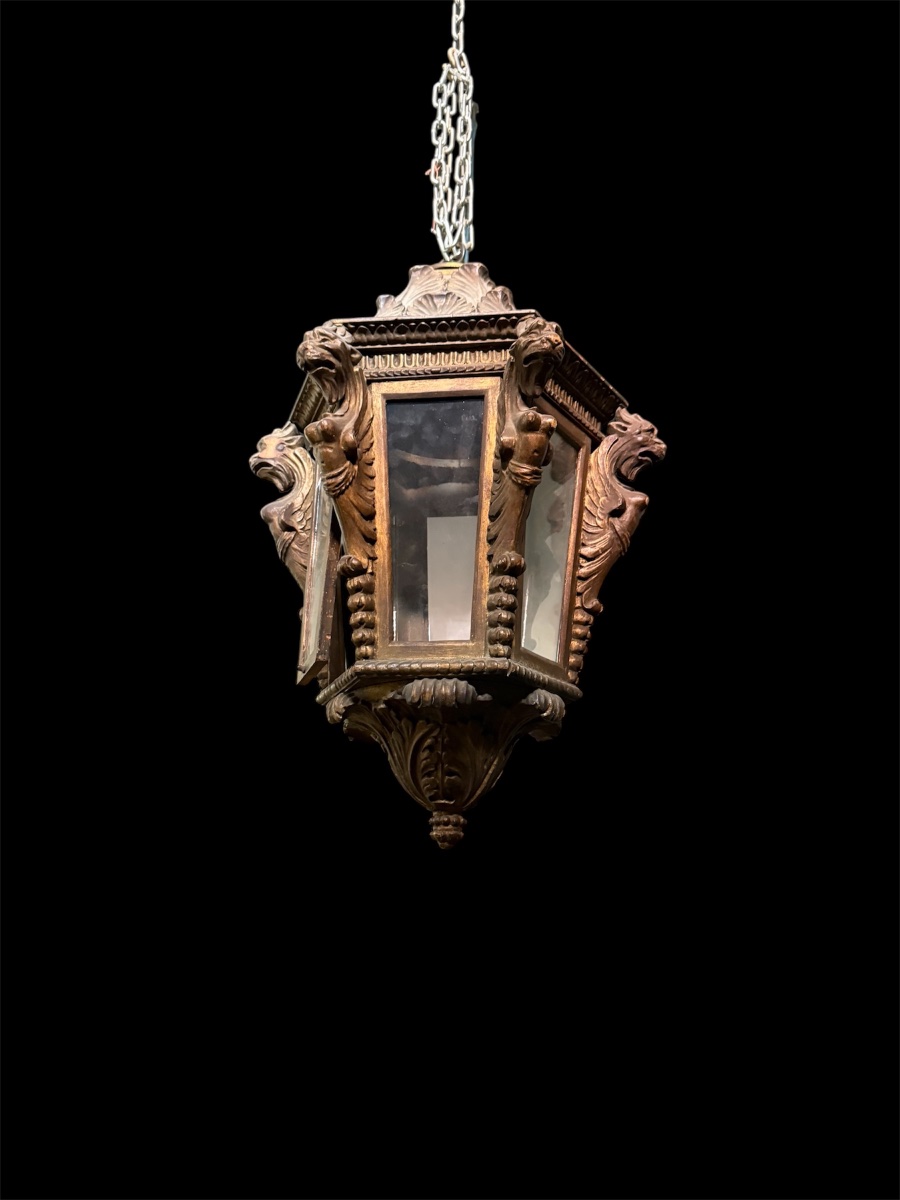 Carved Wooden Lantern
