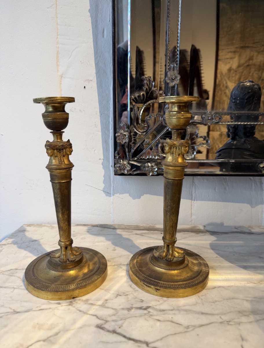 Pair Of Directoire-style Candlesticks-photo-2