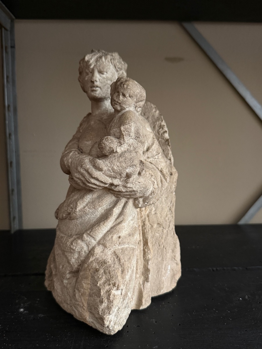Vierge à l’enfant pierre sculptée -photo-3