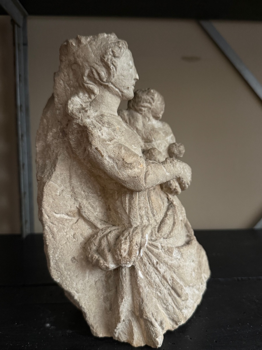 Vierge à l’enfant pierre sculptée -photo-4