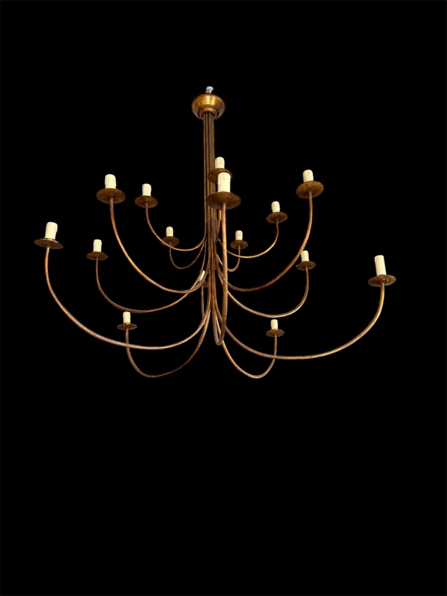 Pair Of Gilded Iron Chandeliers -photo-2