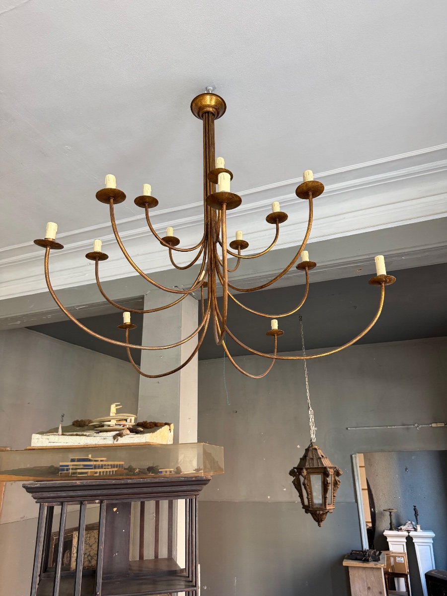 Pair Of Gilded Iron Chandeliers -photo-4