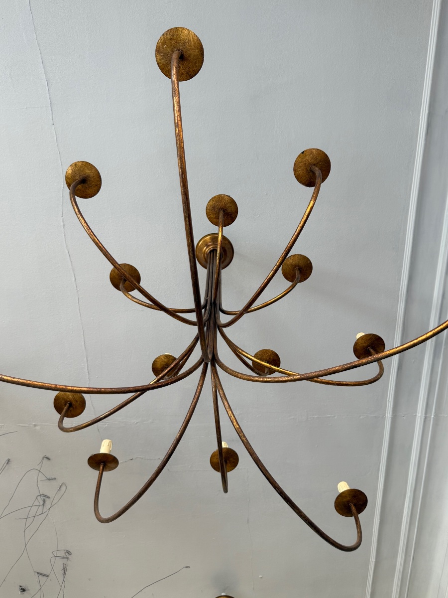 Pair Of Gilded Iron Chandeliers -photo-1