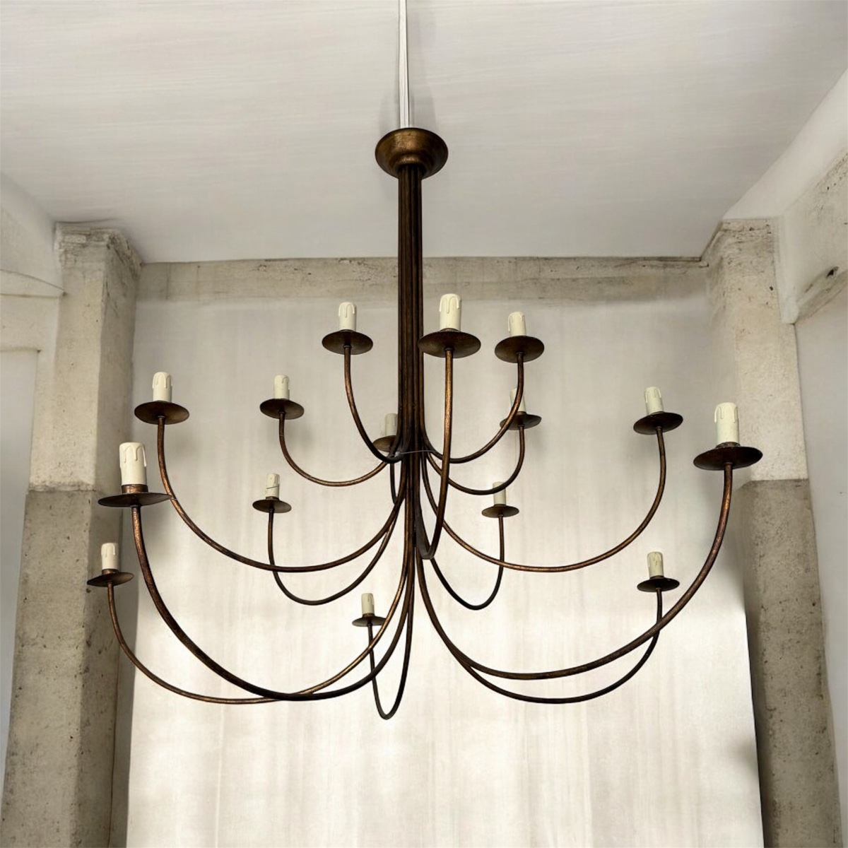 Pair Of Gilded Iron Chandeliers 