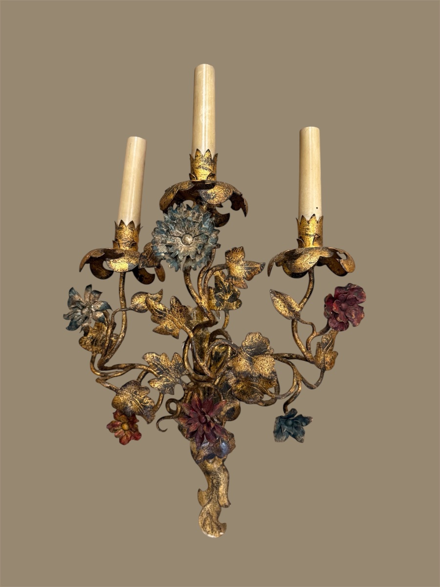 Paire d appliques fer doré -photo-2