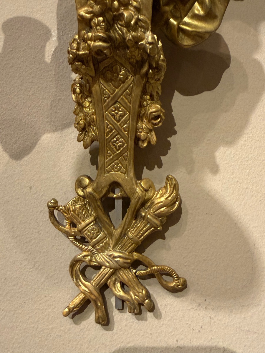 Pair Of Gilt Bronze Wall Sconces -photo-1