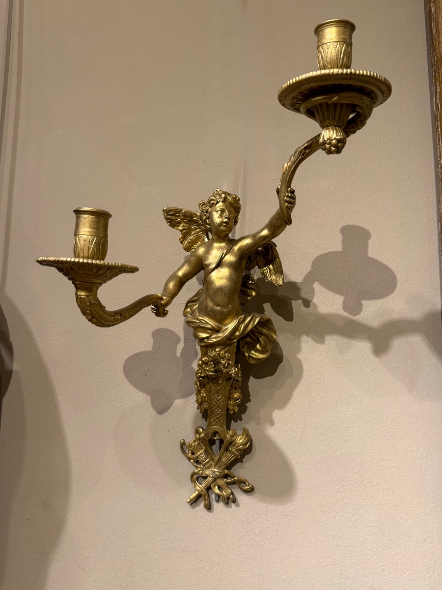 Pair Of Gilt Bronze Wall Sconces 