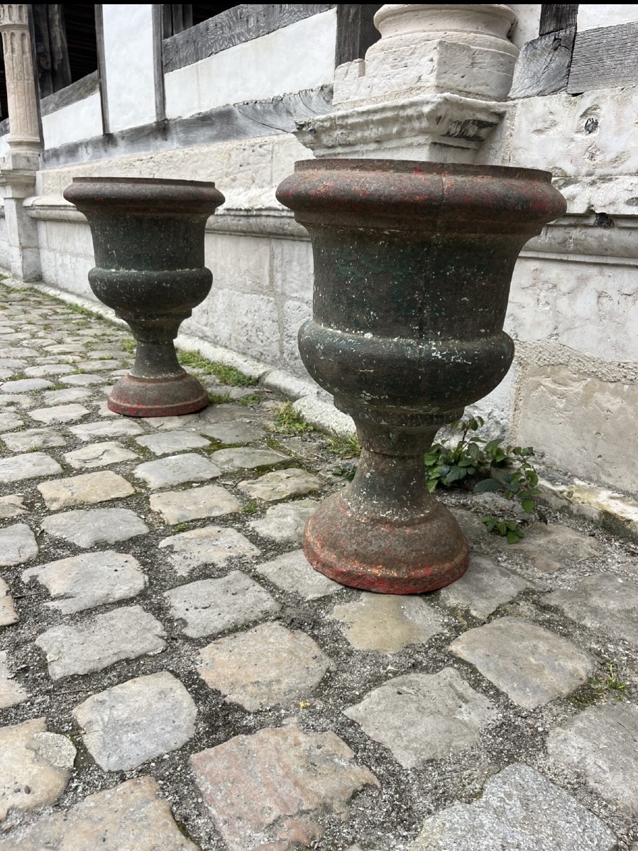 4 vases en fonte L XIV-photo-2