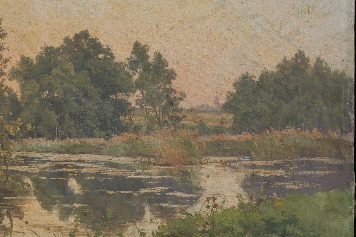 Alphonse Henri Mazard (1865-1939) - Pond, Essonne Valley, Near La Ferté-alais?-photo-2
