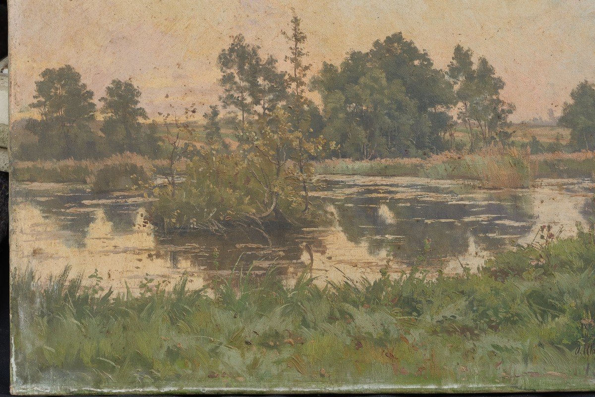 Alphonse Henri Mazard (1865-1939) - Pond, Essonne Valley, Near La Ferté-alais?-photo-5