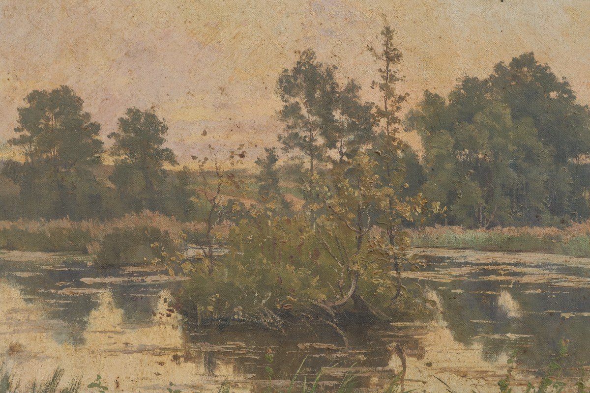 Alphonse Henri Mazard (1865-1939) - Pond, Essonne Valley, Near La Ferté-alais?-photo-6