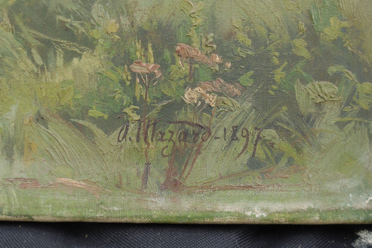 Alphonse Henri Mazard (1865-1939) - Pond, Essonne Valley, Near La Ferté-alais?-photo-7