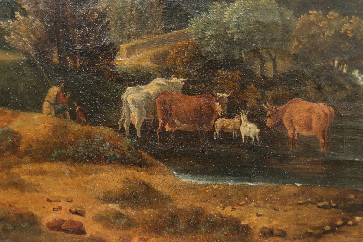 French School Early 19th Century, Animated Classical Landscape-photo-6