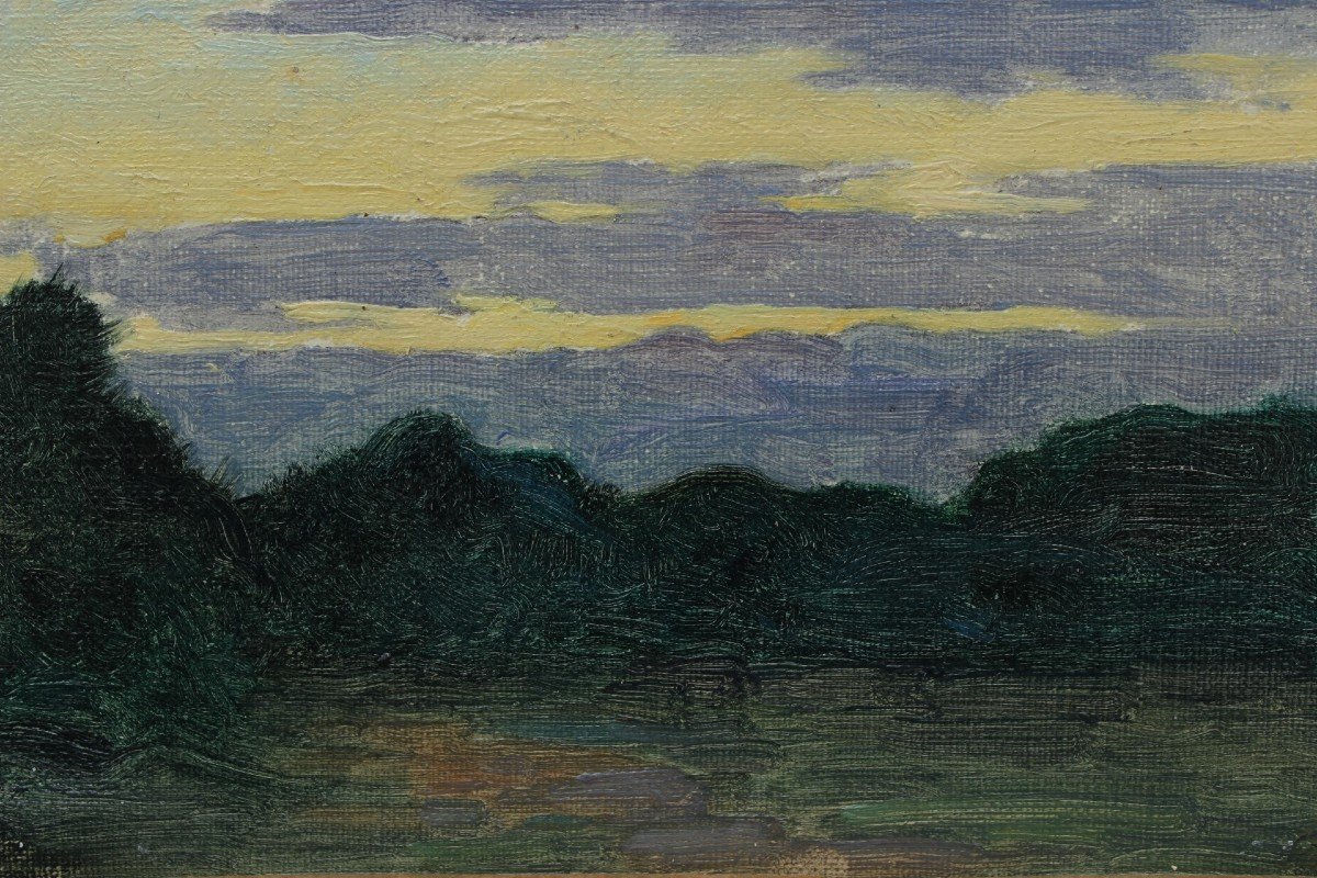 Raymond Thibésart (1874-1968). Landscape Study Early 20th Century - Dawn Or Dusk_2-photo-1