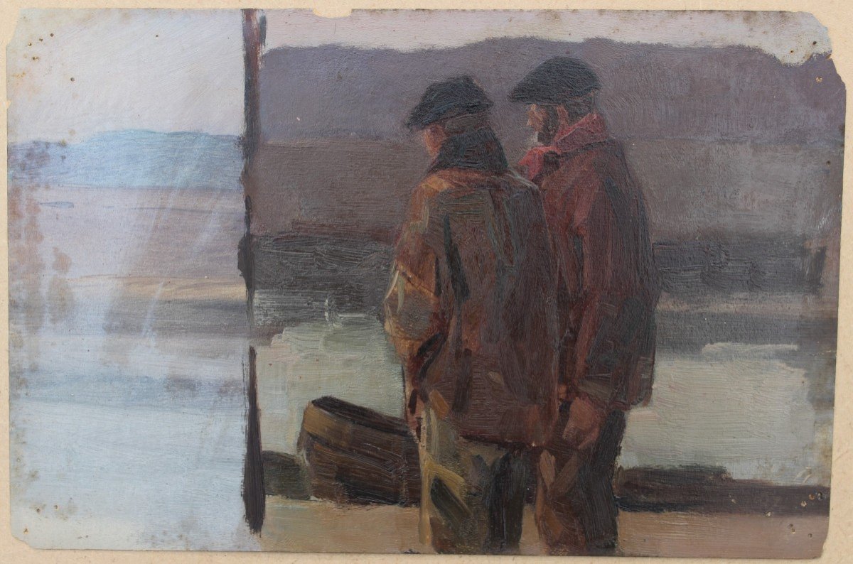  Achille GRANCHI-TAYLOR (1857-1921) . Deux pêcheurs, étude