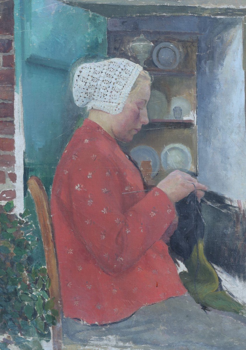 Femme au tricot, Ecole début XXè