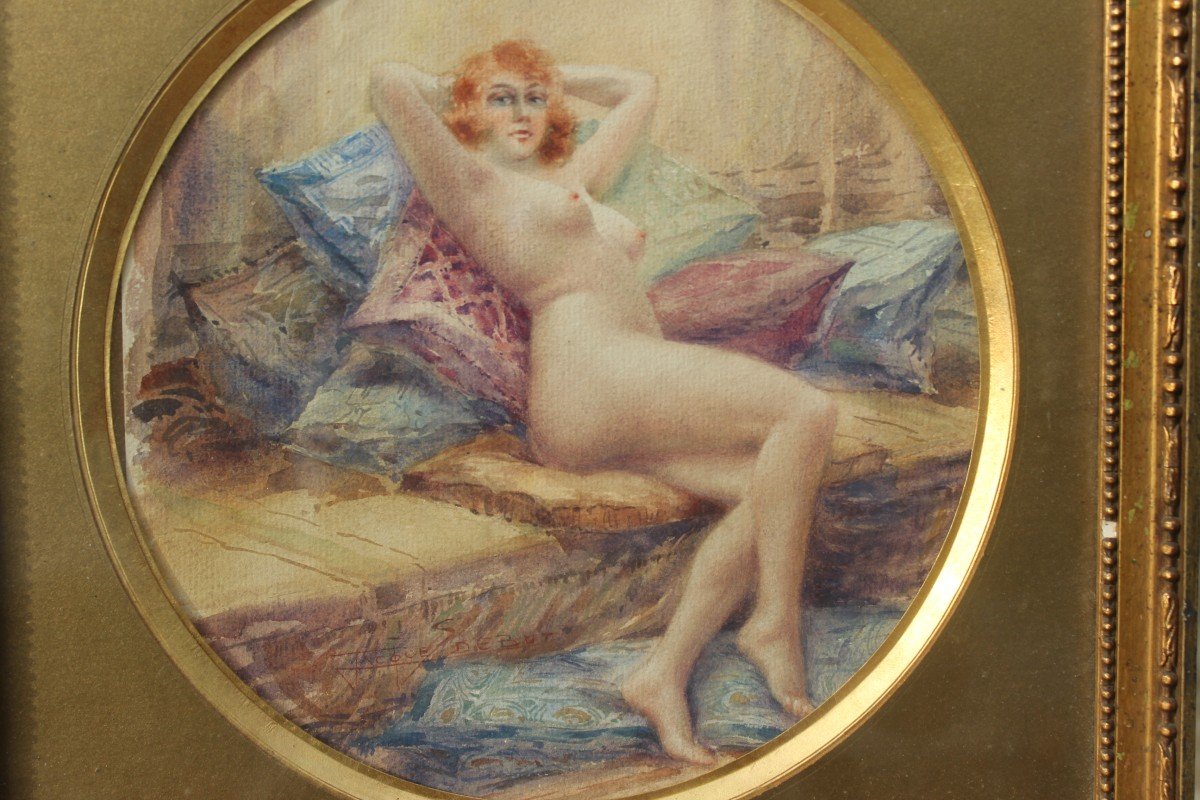 Femme nue allongée - Jacques DEBUT (XIX-XX)-photo-4