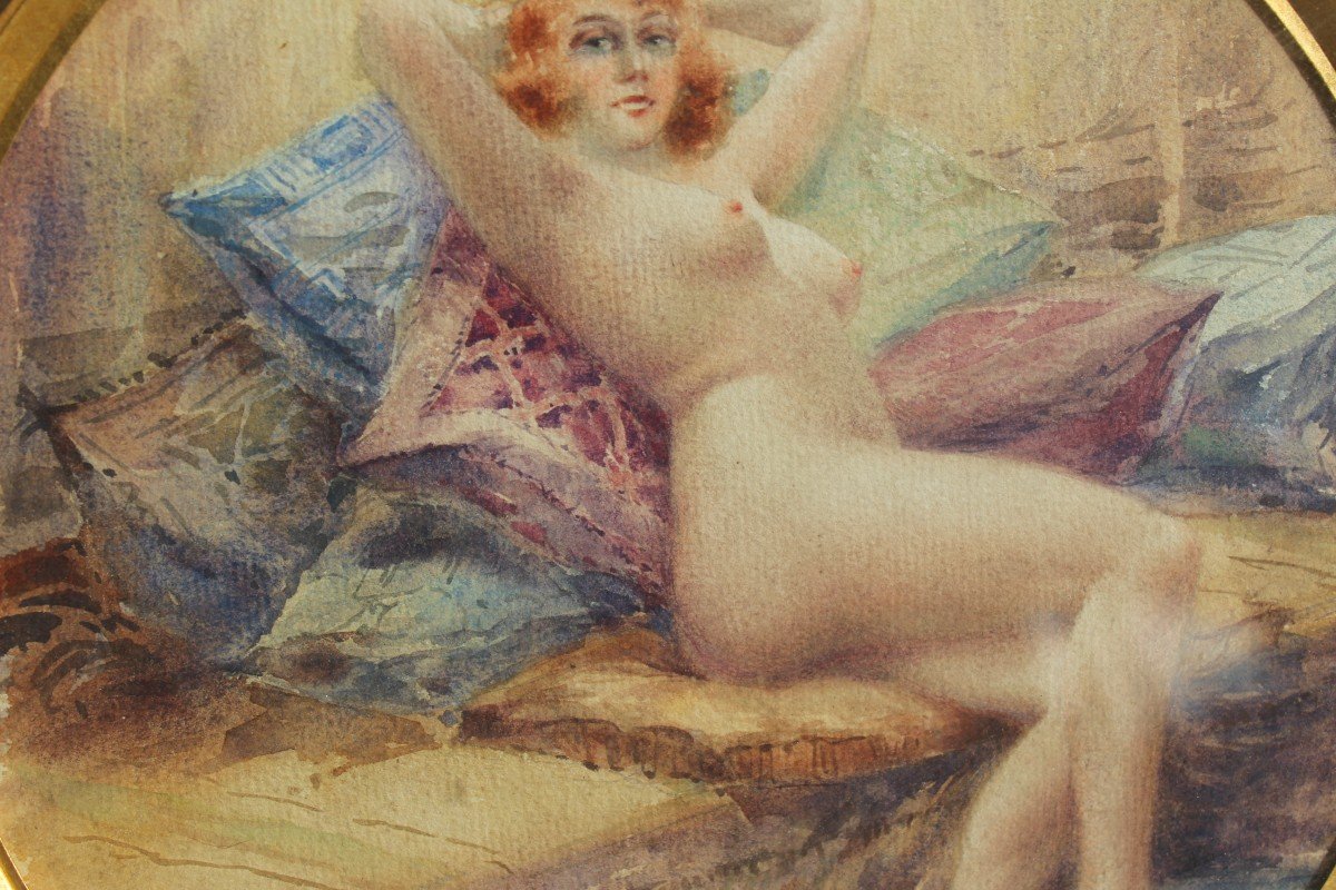 Femme nue allongée - Jacques DEBUT (XIX-XX)-photo-4