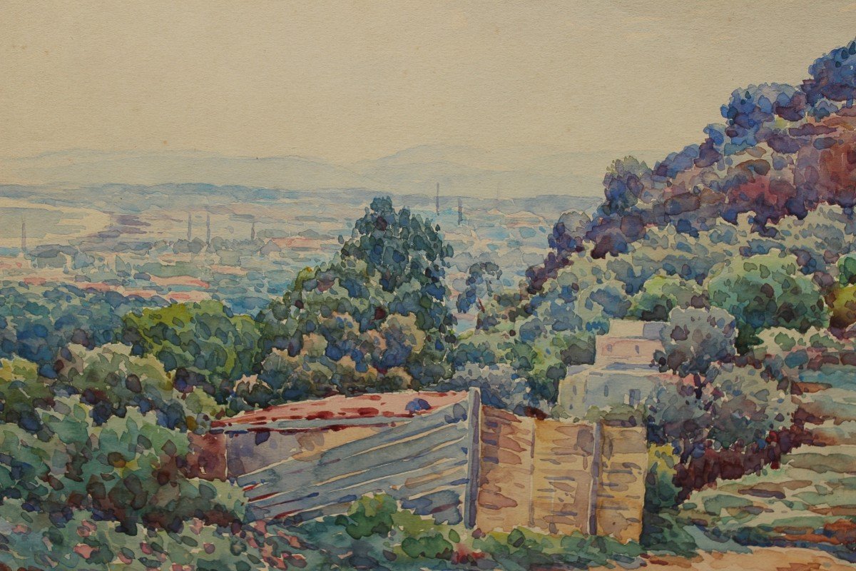 Orientalist Watercolor Algiers, Bd Bru, 1906-photo-2
